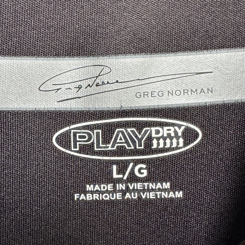 Greg Norman Polo Shirt Mens Large Gray Striped PlayDry Golf Performance Shark - Picture 4 of 8